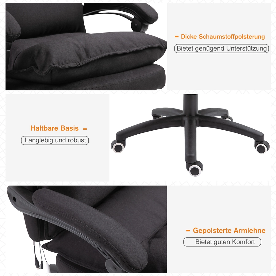 Vinsetto Bürostuhl mit Massagefunktion schwarz