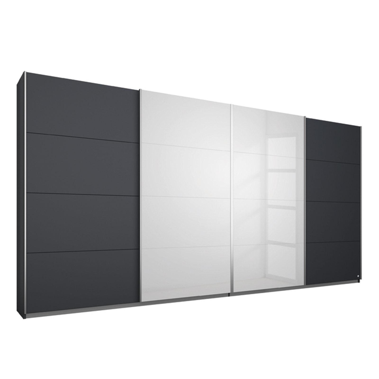 Schwebetürenschrank - grau metallic - 2 Spiegeltüren - 360x211 cm