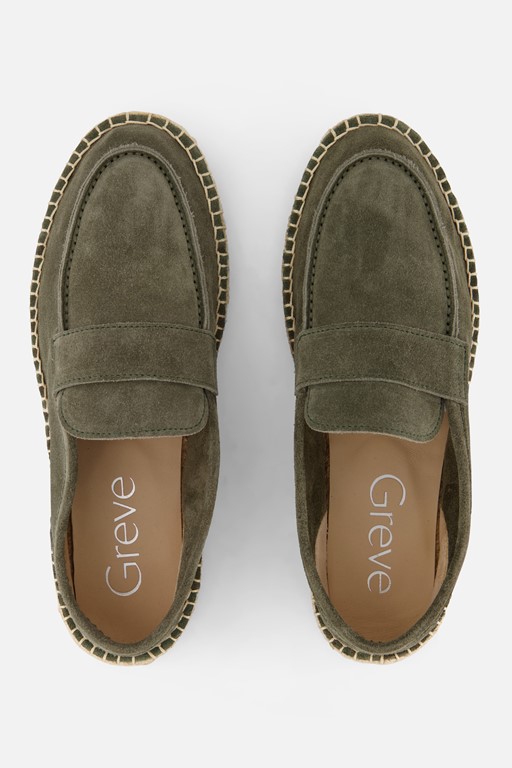 Greve Dune Instappers groen Suede