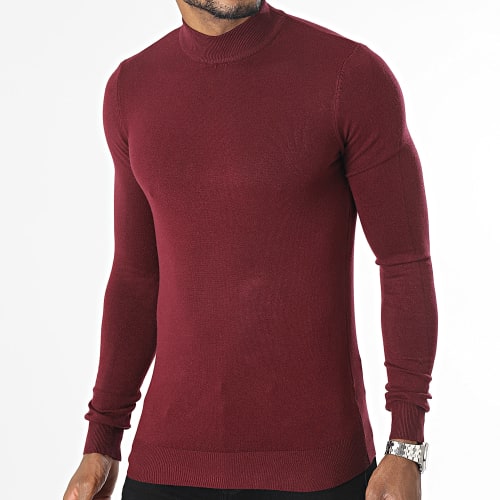 Pull Col Cheminée Bordeaux