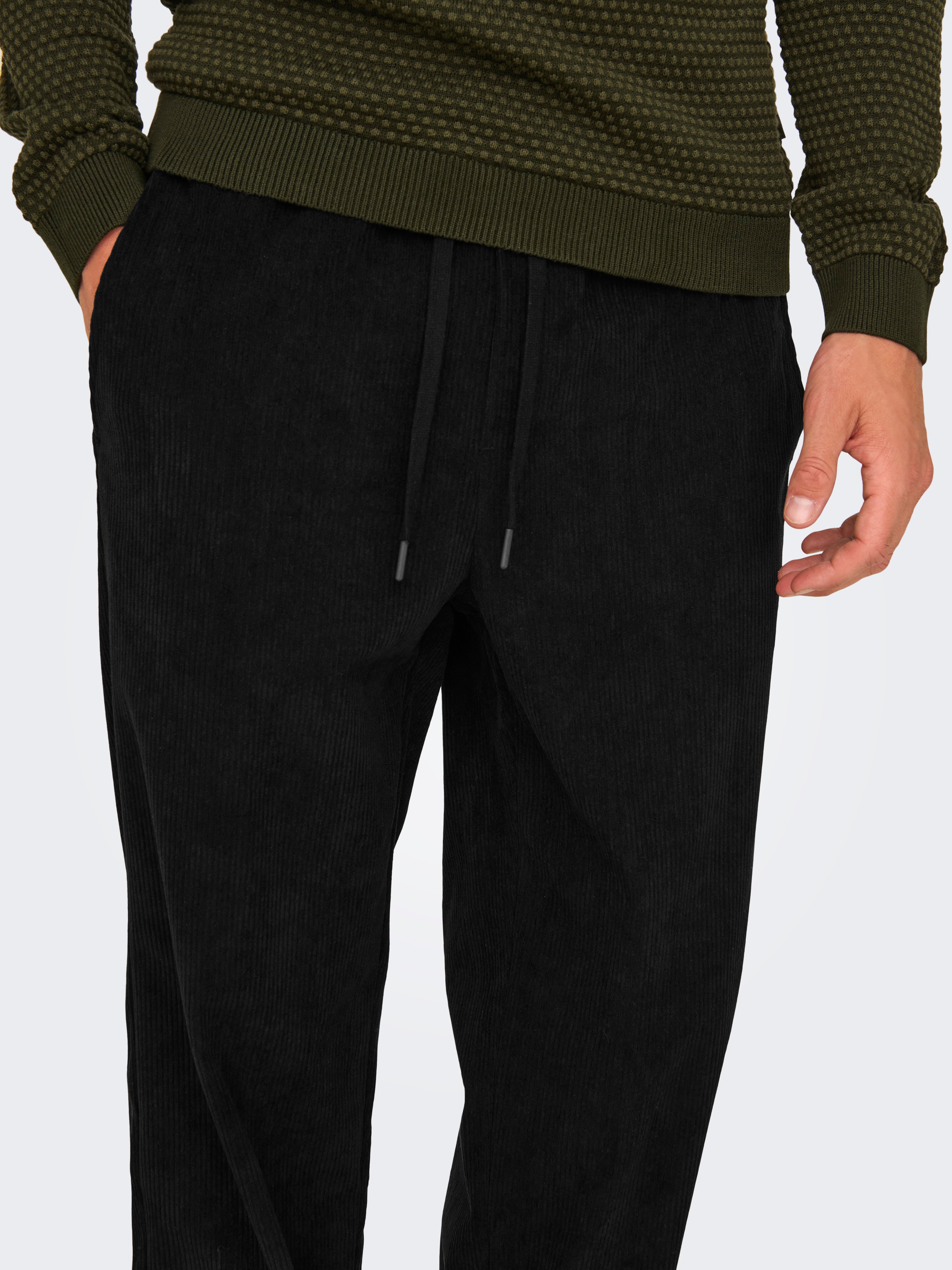 ONSSINUS Locker geschnitten Hose mit weitem Beinschnitt Black