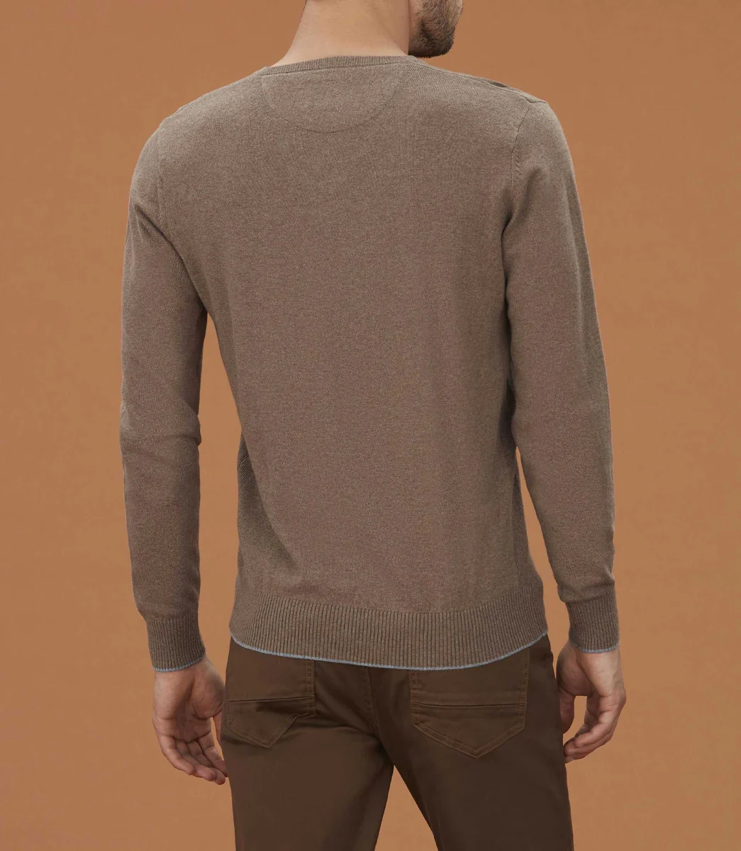 Pull col V taupe chiné 