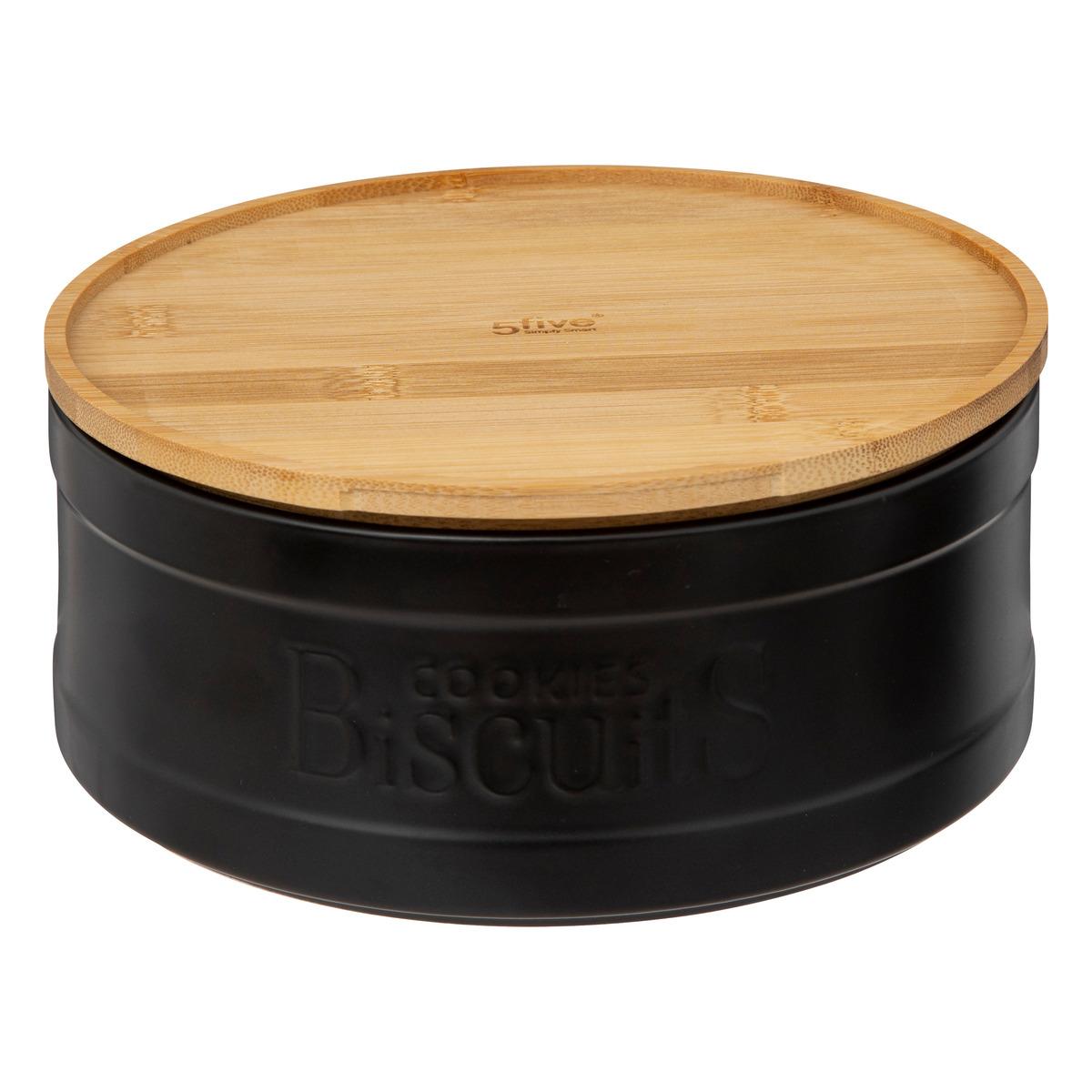 BOITE A BISCUITS NATUREO CERAMIQUE COUVERCLE BAMBOU NOIR