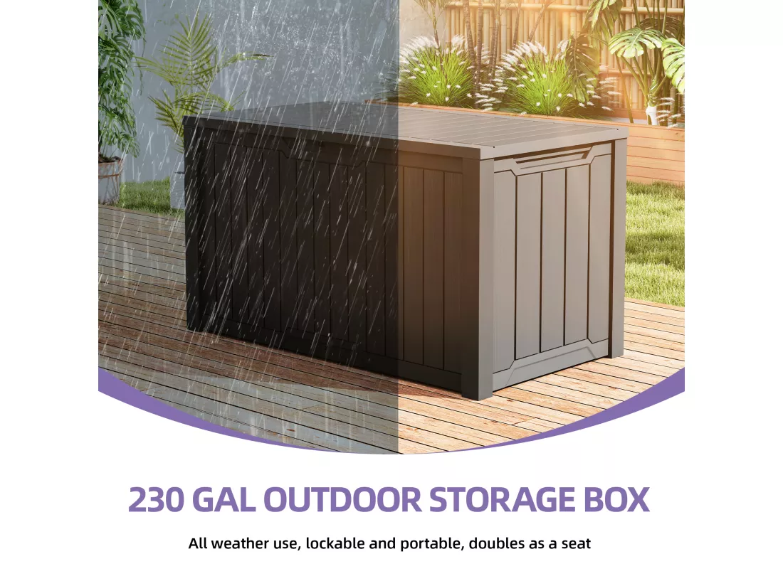 YITAHOME Boîte de Rangement de Jardin - 870 L - ‎80,5 x 79 x 143 cm - Marron clair