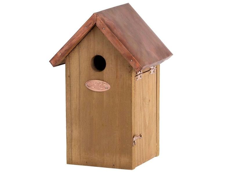 Esschert Design Nistkasten Blaumeise mit Kupferdach Traditioneller Nistkasten aus Holz