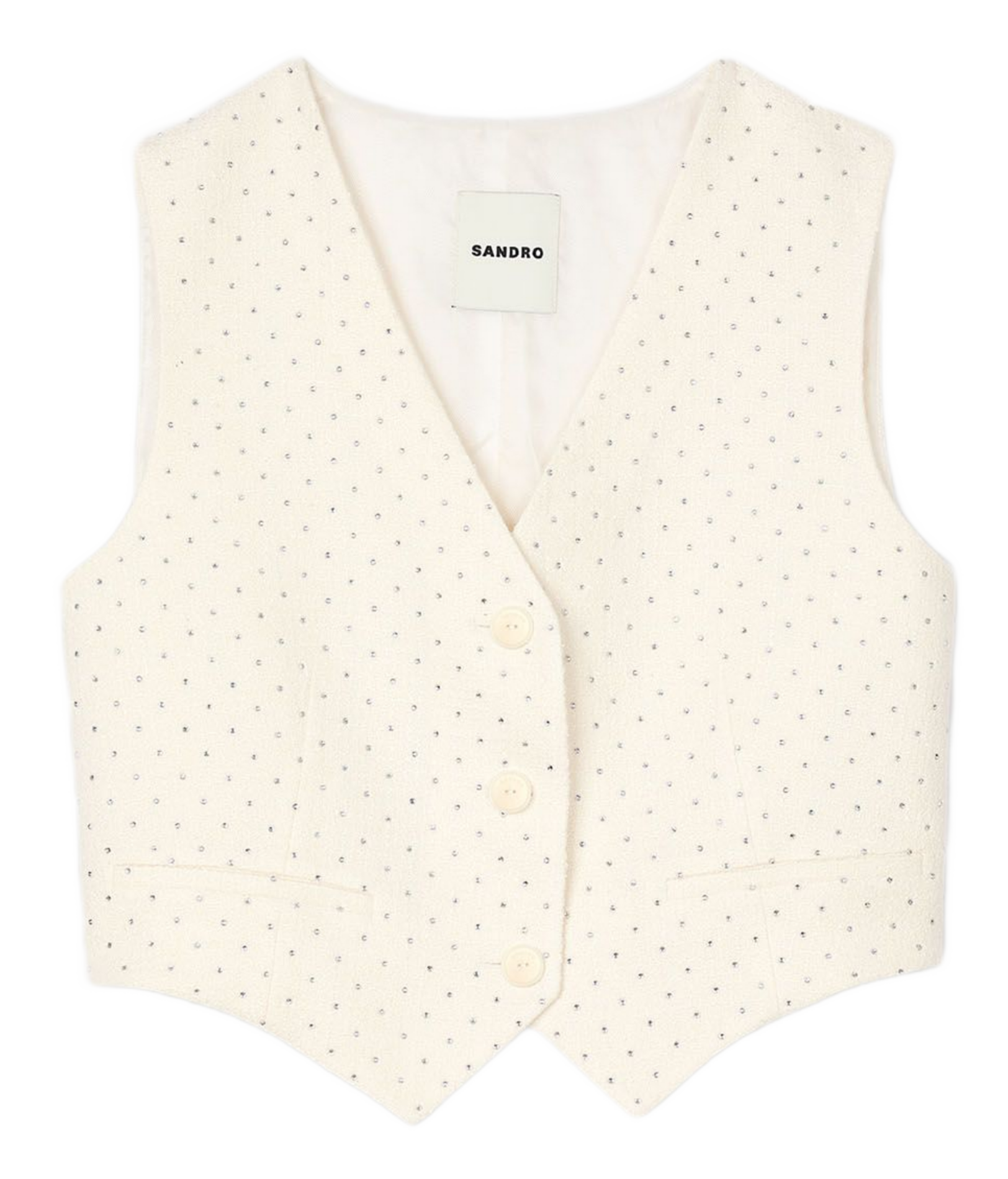 Veston en tweed strassé | Blanc