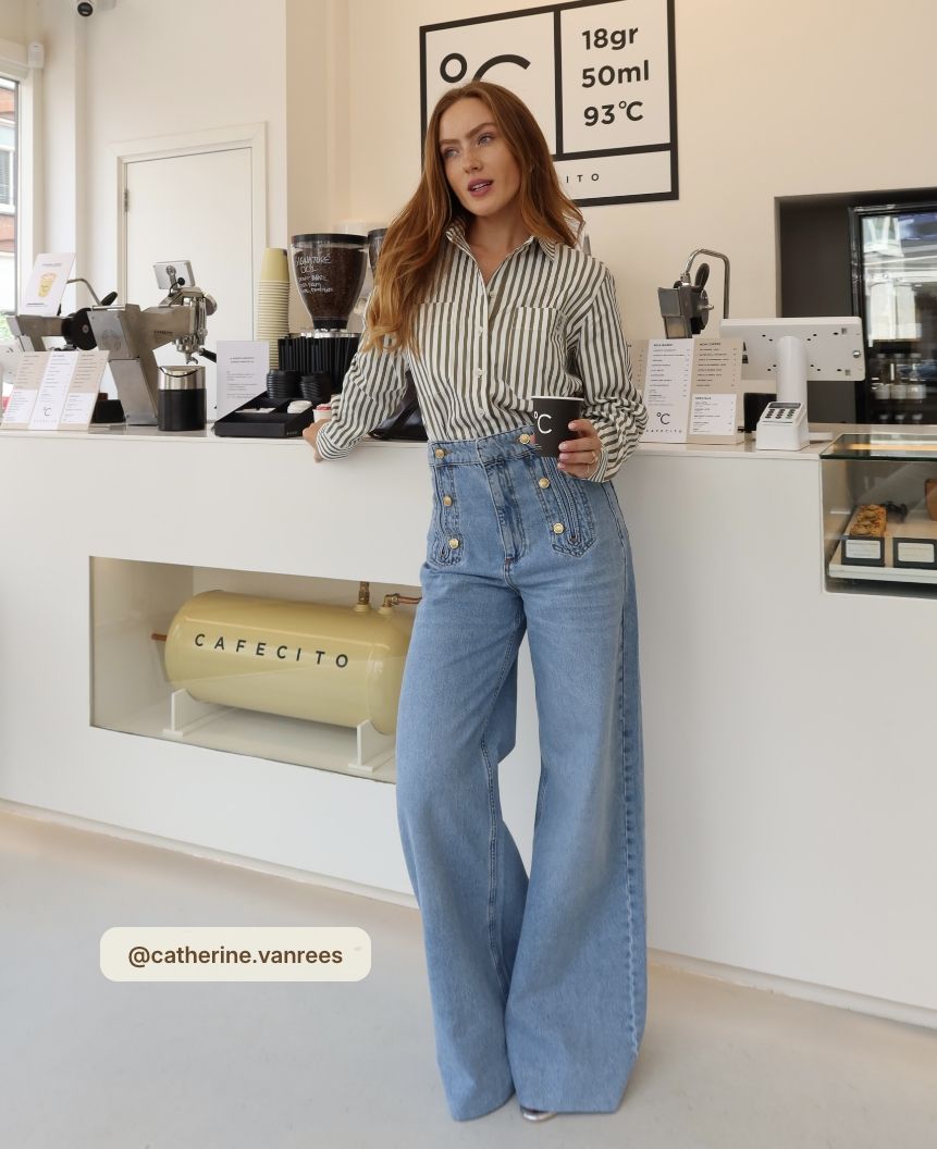 JV-RUMO high waisted wide leg jeans - light blue denim