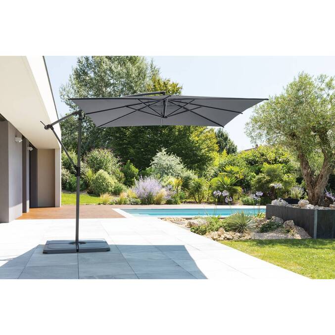 Parasol déporté carré inclinable MANOA Ardoise