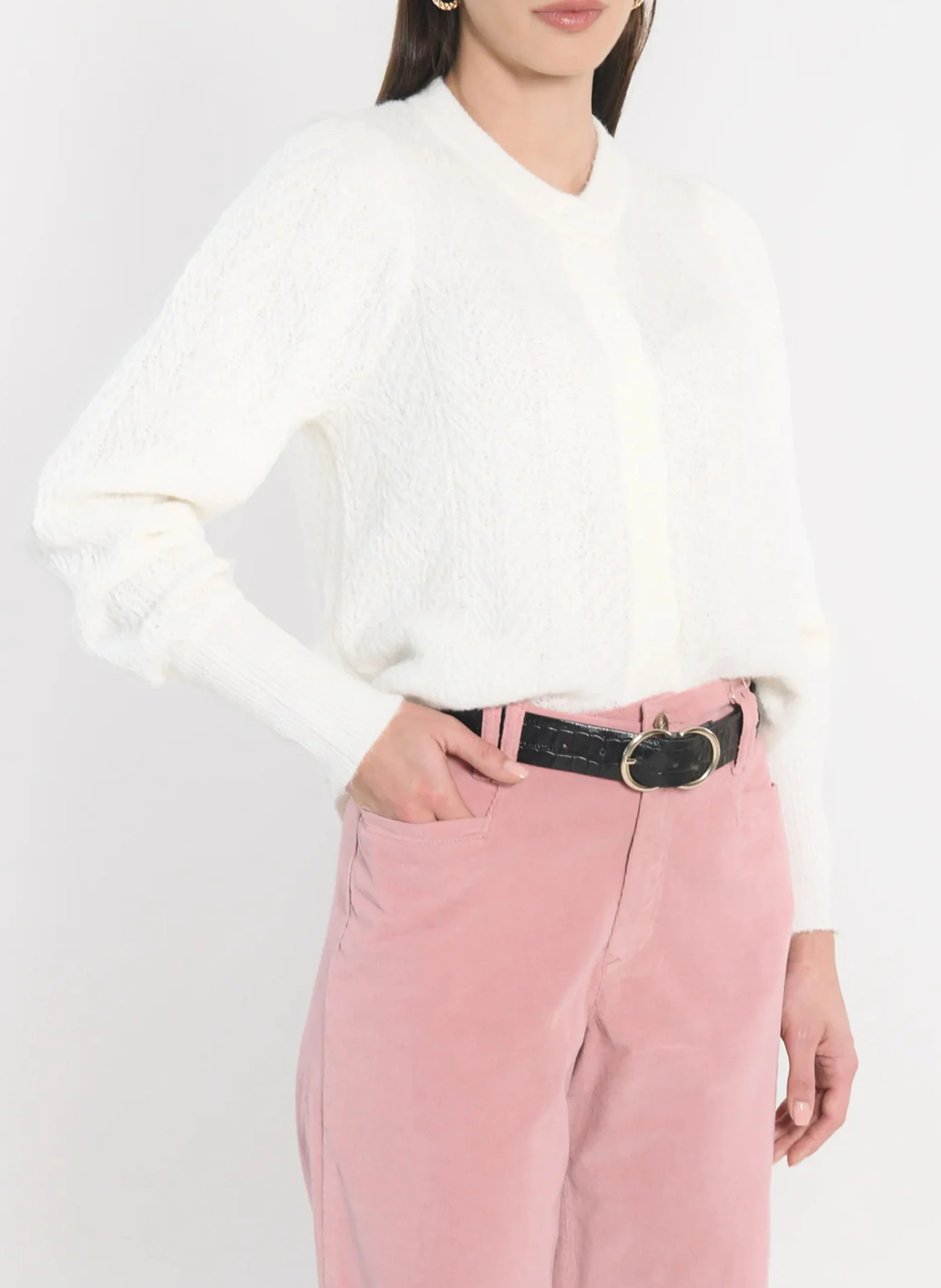 DAYANA - Gilet col rond | Blanc
