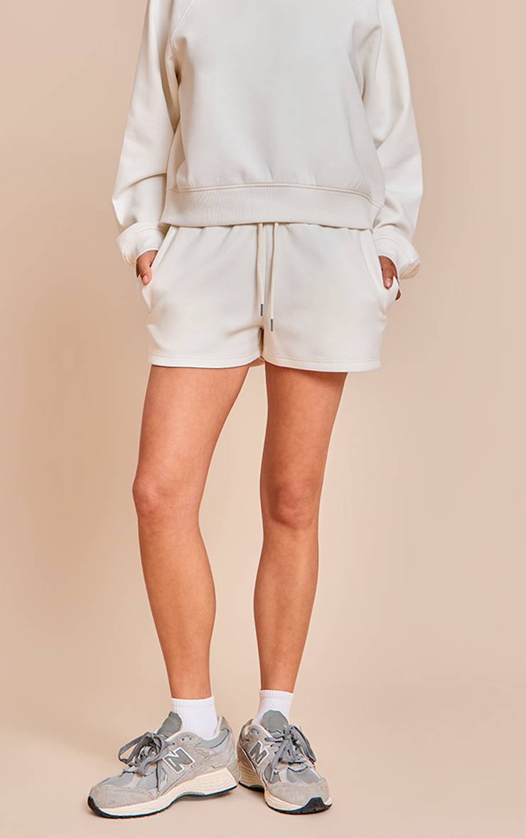Crème Short Molleton Taille Élastiquée Petite Co-ord