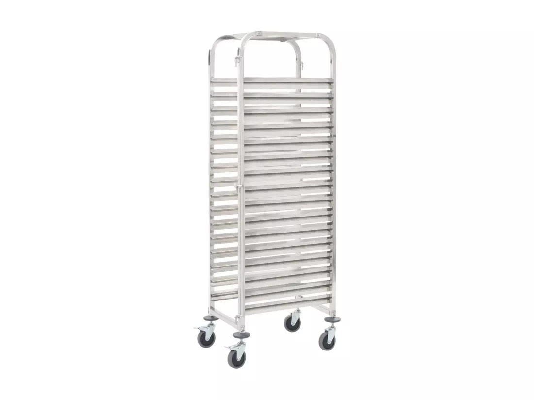 Chariot de cuisine pour 16 plateaux 38x55x163 cm Inox