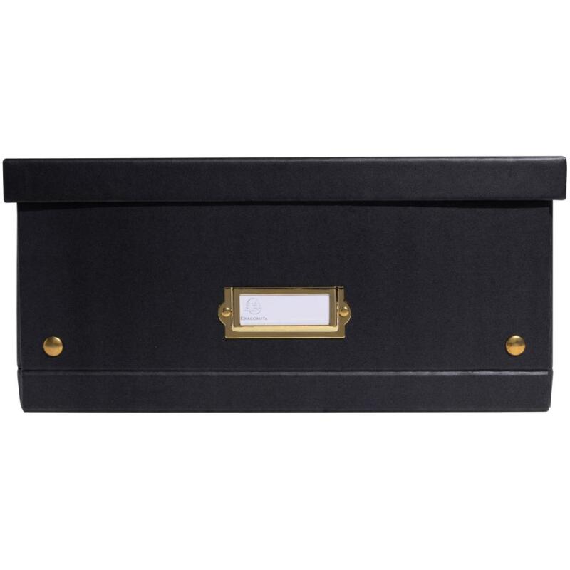 Boîte de rangement à plat carton 33x50x16cm Néo Déco - Noir