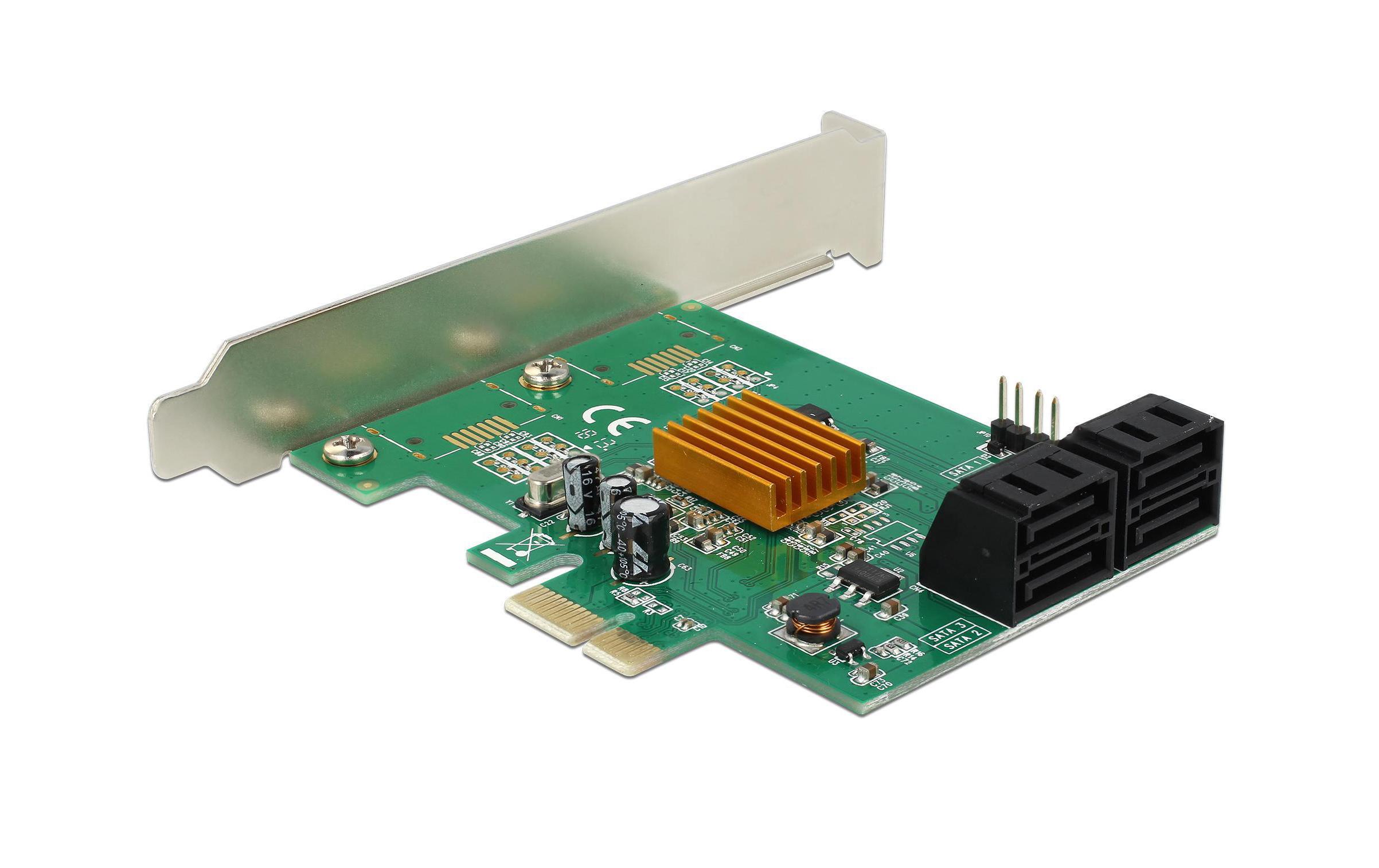 SATA-Controller PCI-Ex1- 4x SATA Marvell 88SE9215 ChipsatzDelock 4 Port SATA PCI Express Karte