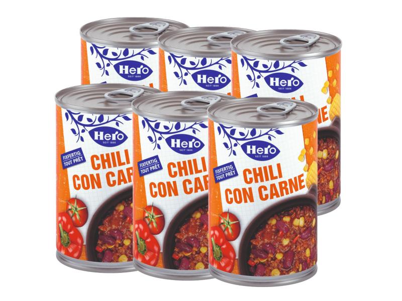 Hero Chili con Carne 6 x 430 g Fein gewürzte Bohnengericht mit Schweizer Rindfleisch