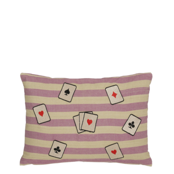 Kussen streep kaartenspel lila 35 x 25 cm