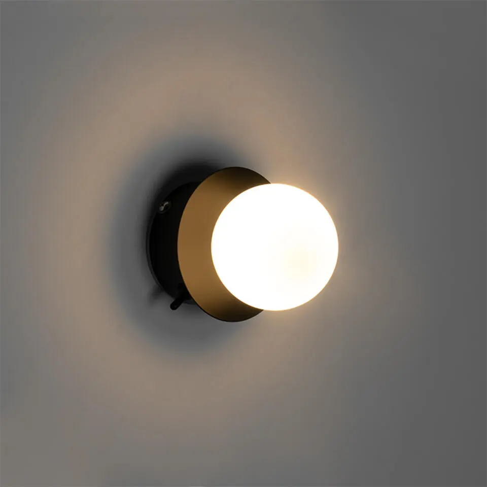 Qazqa wandlampen cederic zwart g9