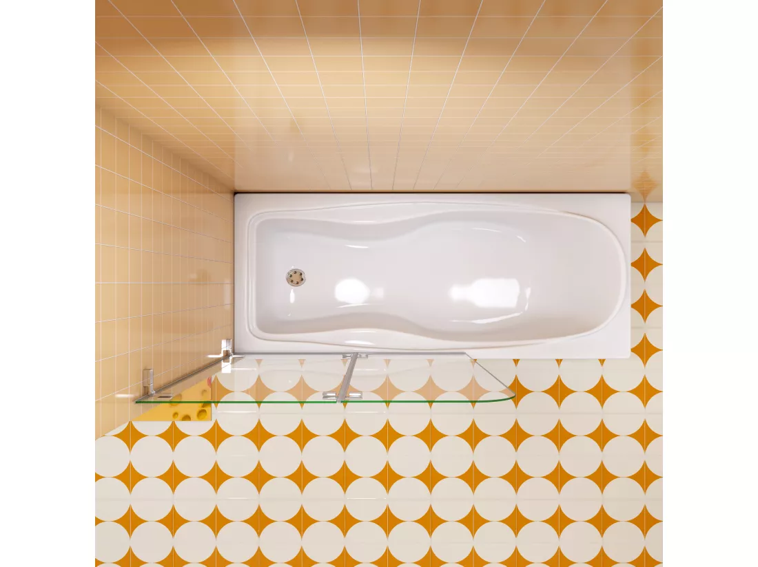 Aica pare baignoire 100x140cm,pivotant et repliable 180°,5mm verre de sécurit,Paroi de douche pliable pour baignoire,facile à nettoyer