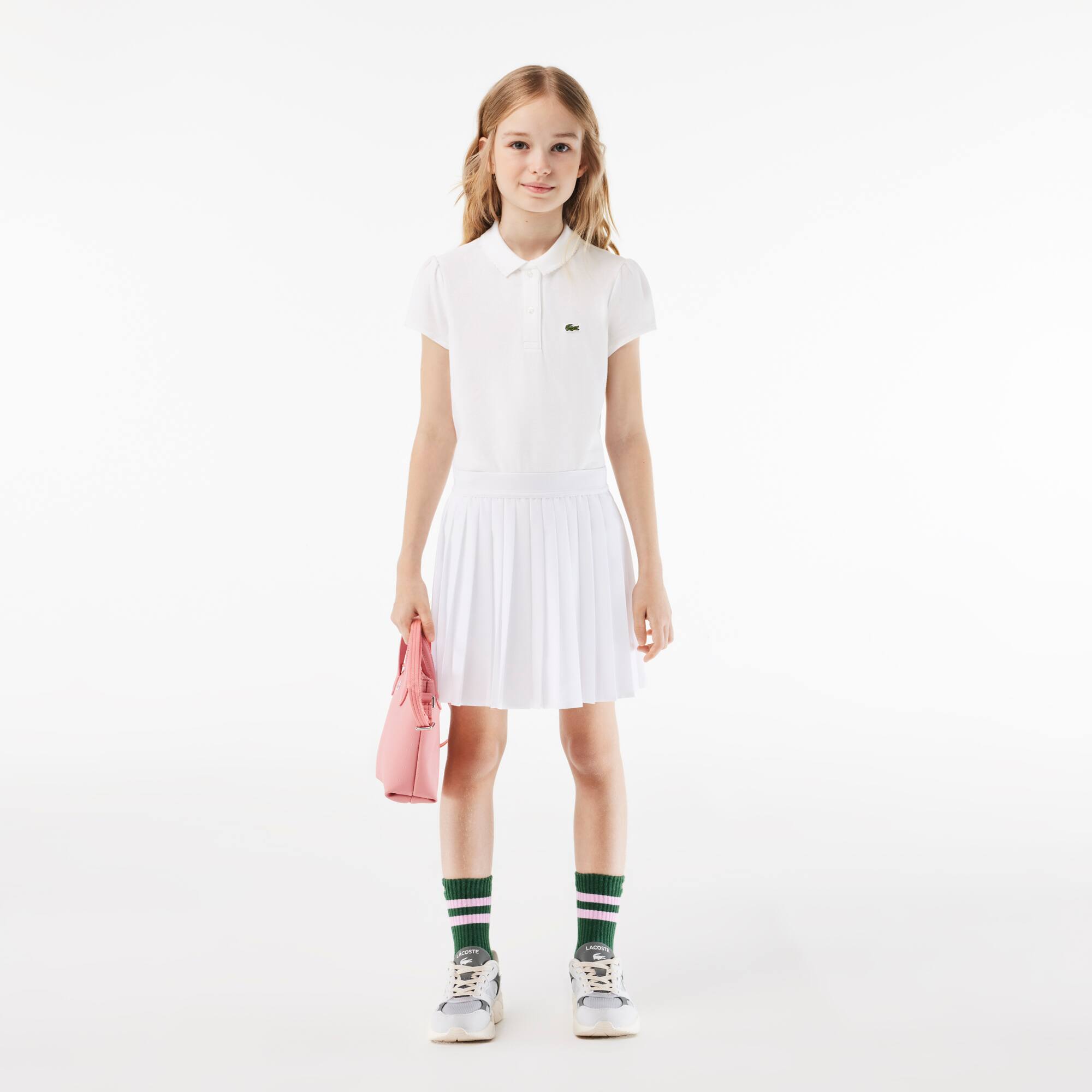 Polo Fille Lacoste en mini piqué avec col festonné Polos - Blanc - Lacoste - Fille