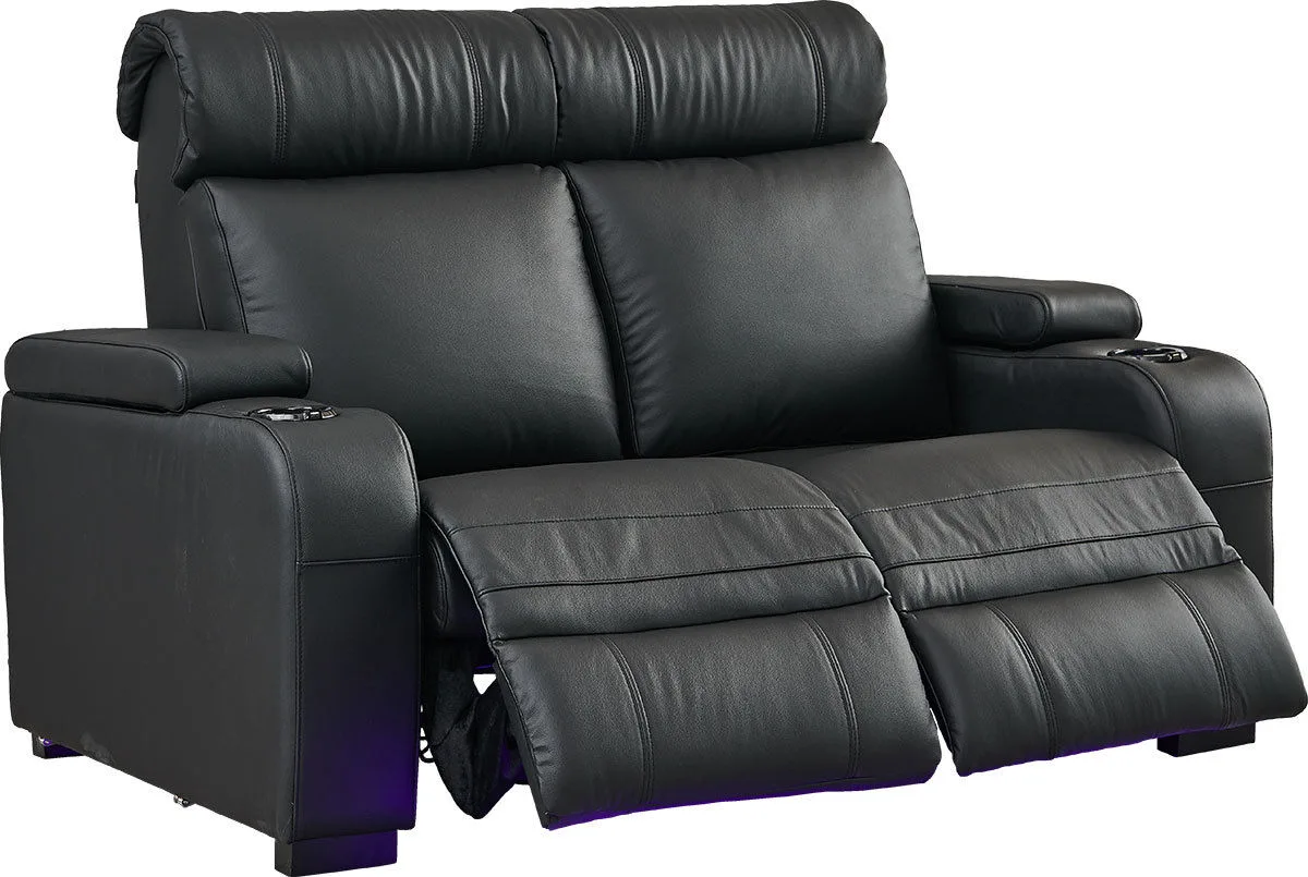 Lumene Hollywood Luxury III Love Chair Noir (2 places, cuir véritable) Fauteuils cinéma