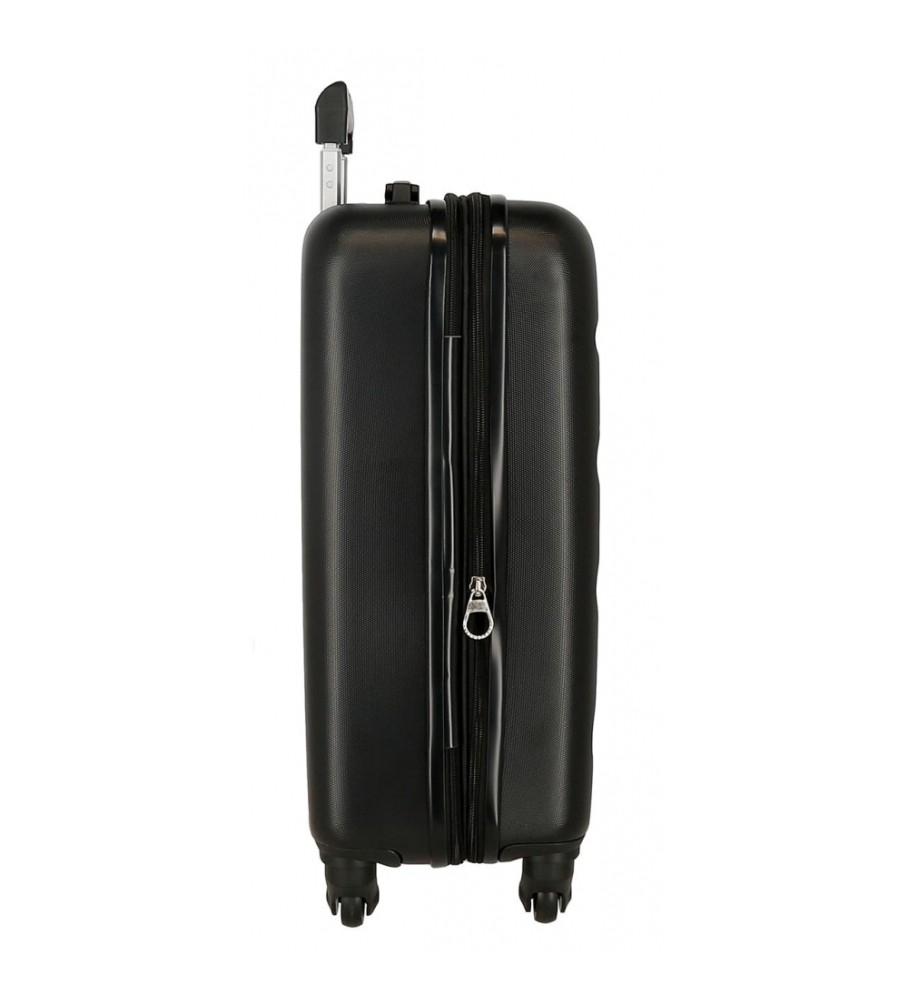 Mala de cabine rígida expansível Roll Road Flex, 55 cm, preta.