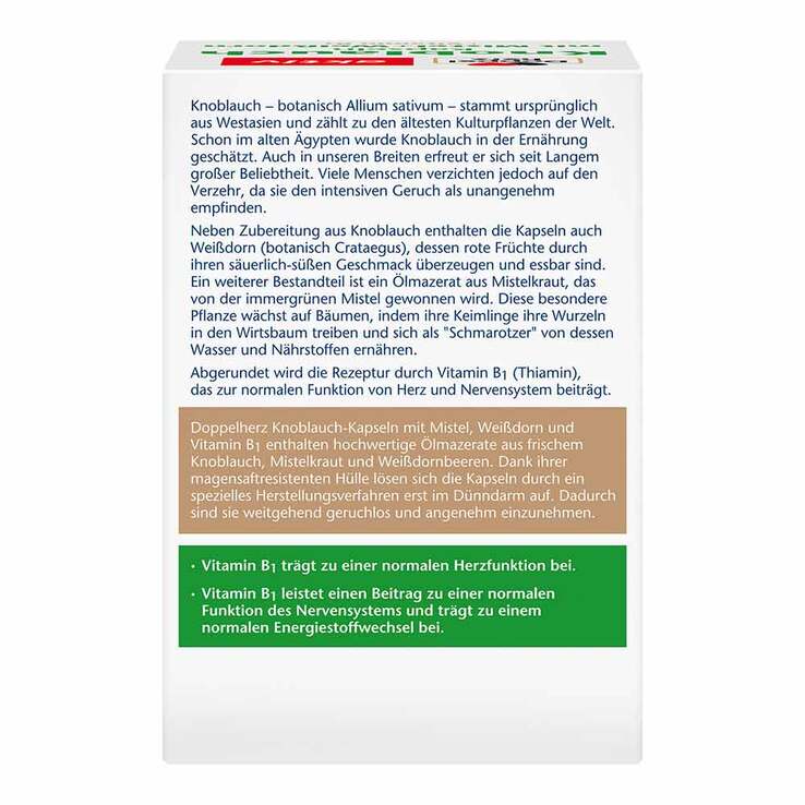 Doppelherz Knoblauch Kapseln mit Mistel + Weißdorn + Vitamin B1, 270 St