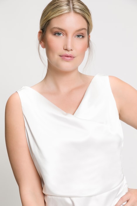 Cocktailkleid, drapiert, A-Linie, V-Ausschnitt, ärmellos