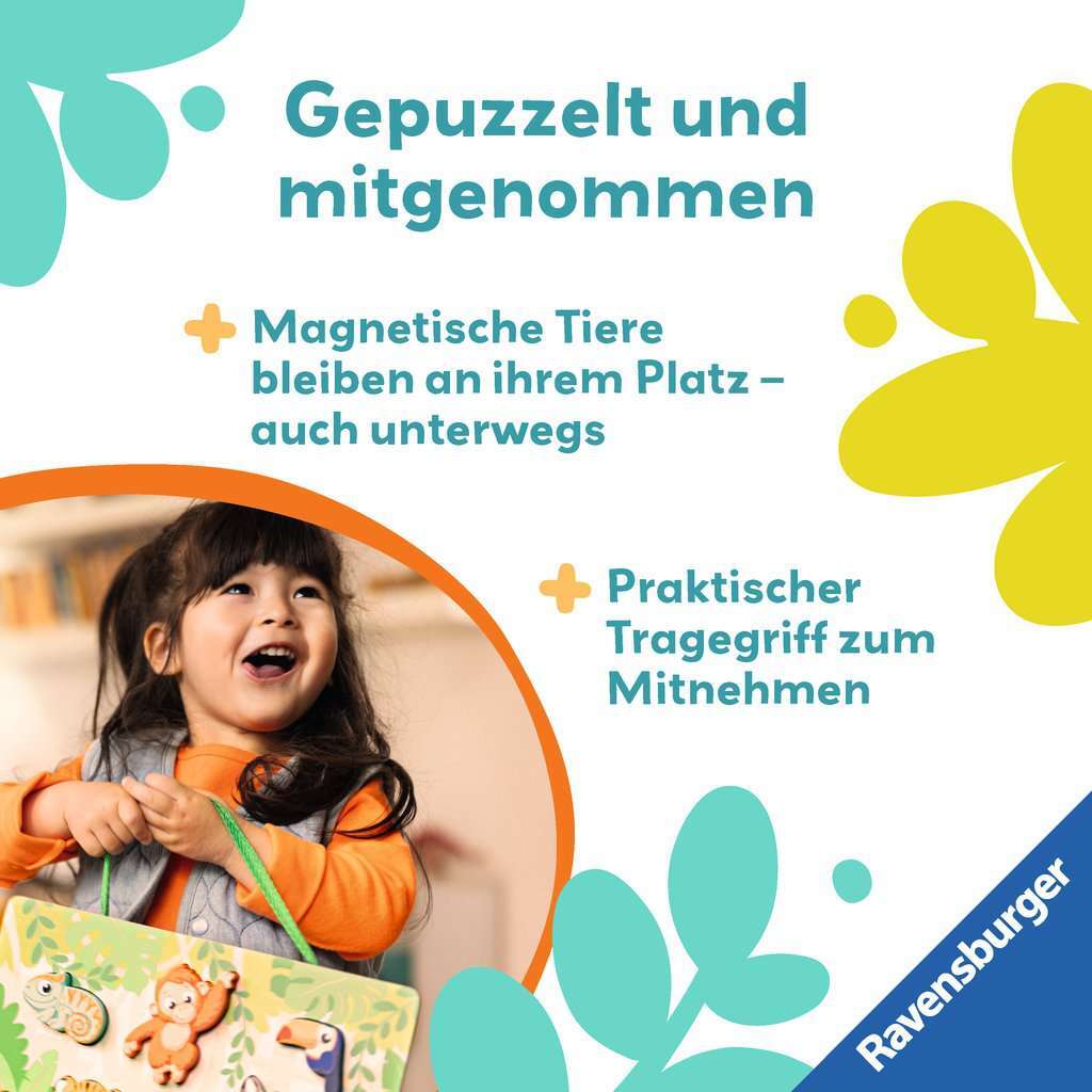 Ravensburger Spiel Play+ Magnetisches Holz-Fühl-Puzzle: Dschungel