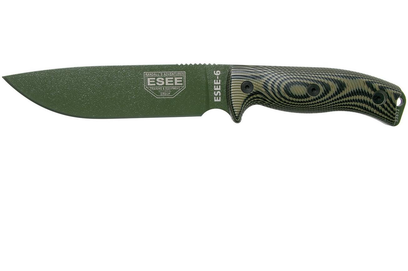 ESEE Model 6 OD Green Blade 3D OD Green-Black G10 survivalmes 6POD-003 zwarte schede   clip plate