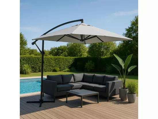 Parasol déporté rond diamètre 3m écru CAPRI