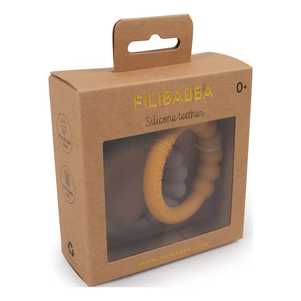 Filibabba Bidering i silikone 2-pak - Warm Grey   Honey Gold