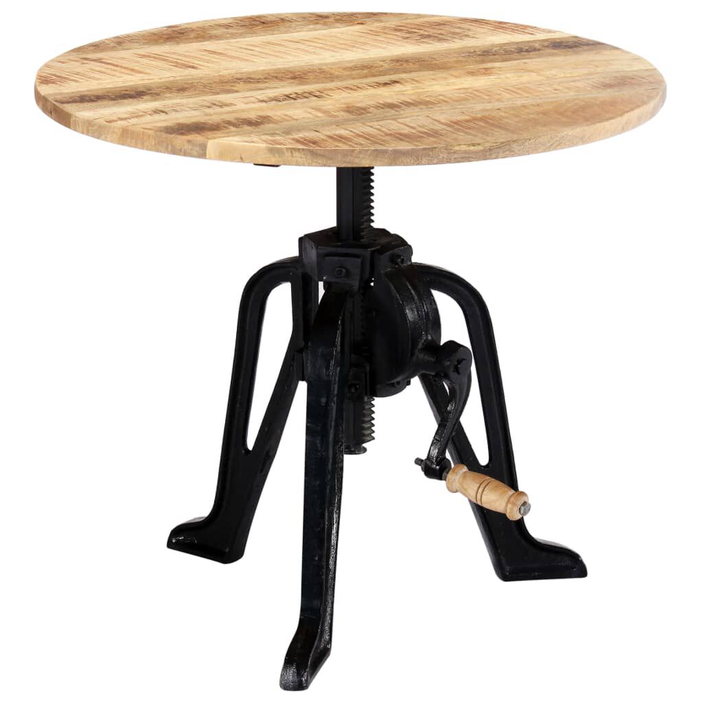 vidaXL Bijzettafel 60 x (46-63) cm massief mangohout en gietijzer