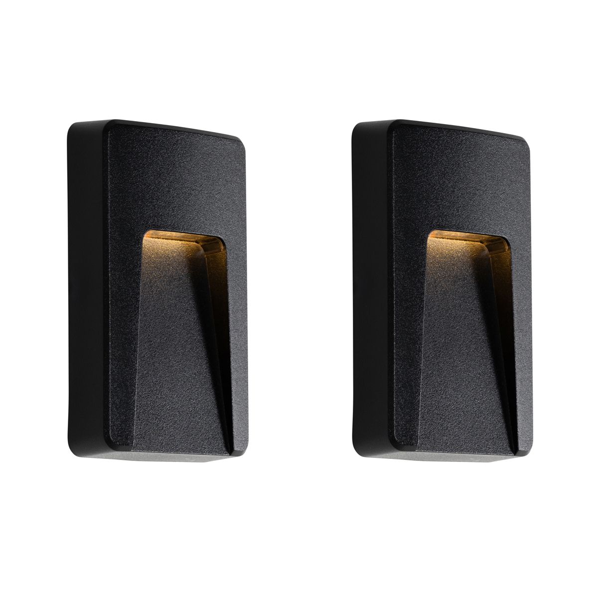 Set van 2 buiten wandlampen zwart rechthoekig incl. LED IP65 - Gem