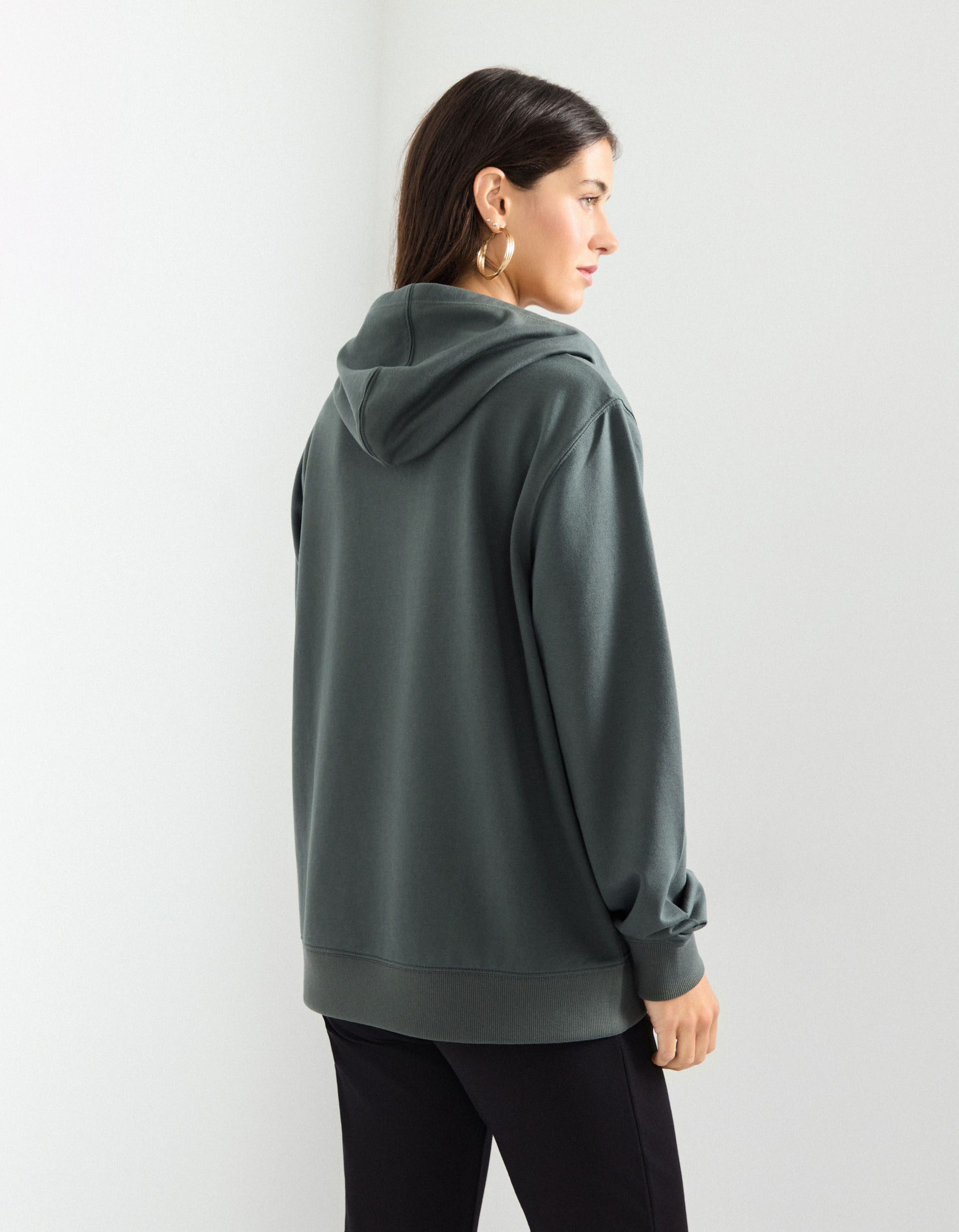 Sweatshirt com Capuz, Mulher, Cinzento Escuro