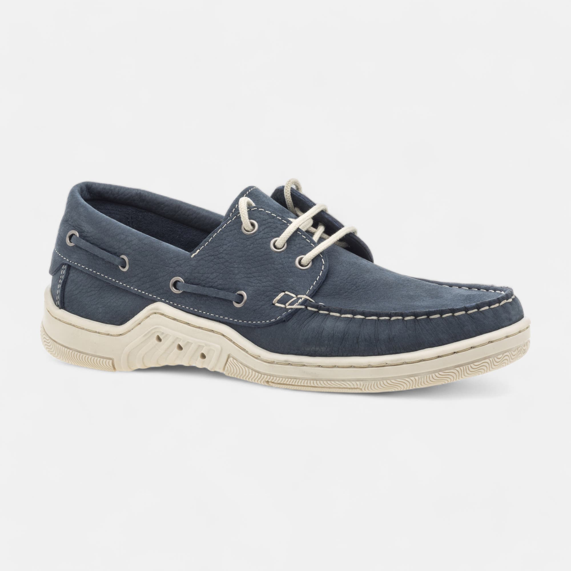 Chaussures bateau Homme en cuir bleu marine