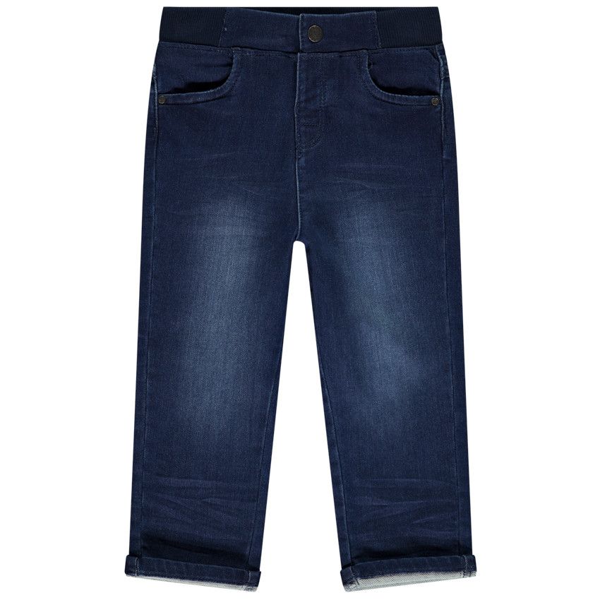 Jean droit à taille élastiquée pour bébé garçon - Bleu moyen