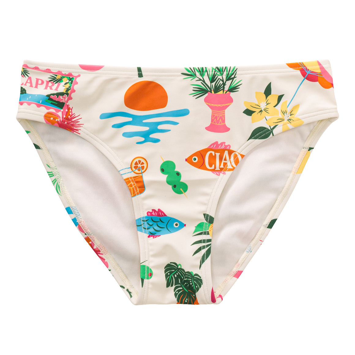 Jonas Nielsen Mädchen Bikini mit Urlaubs-Motiven weiss / bunt