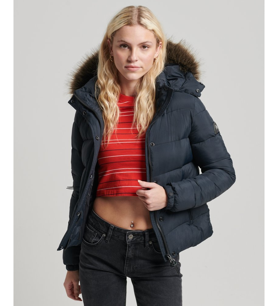 Jaqueta cropped com capuz Superdry Mid-Duty, preta