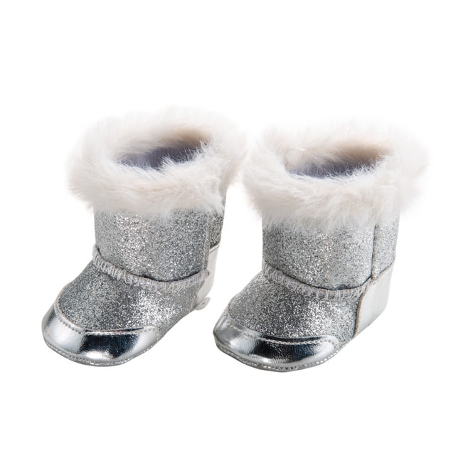 Puppen Winterstiefel - silber - Größe 38 - 45 cm