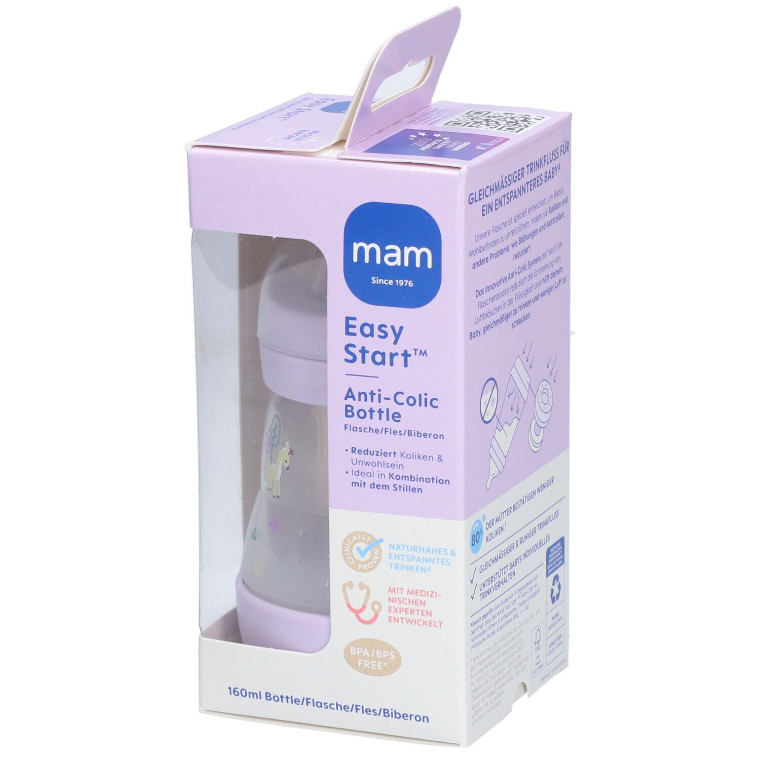 MAM Babyflasche Easy Start Anti-Colic, von Geburt an, lila