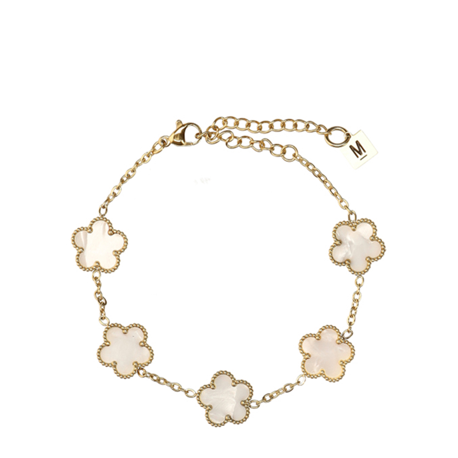 Goudkleurige bloemetjes armband