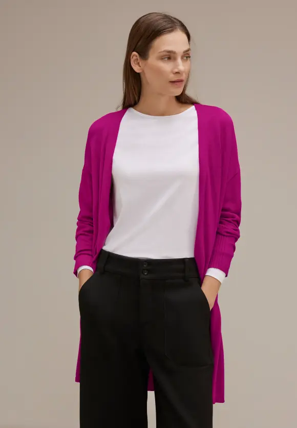 Langer Cardigan - bright cozy pink