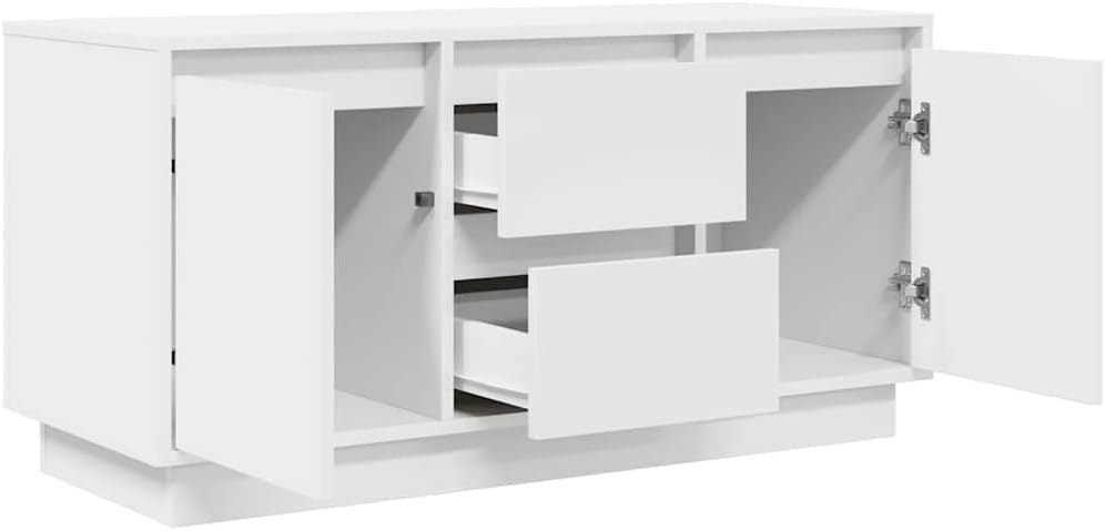 vidaXL TV-Schrank mit LED-Leuchten Weiß 100x41x50 cm, Lowboard, Fernsehschrank, TV-Sideboard, Fernsehtisch, TV-Ständer, TV-Lowboard, TV-Möbel