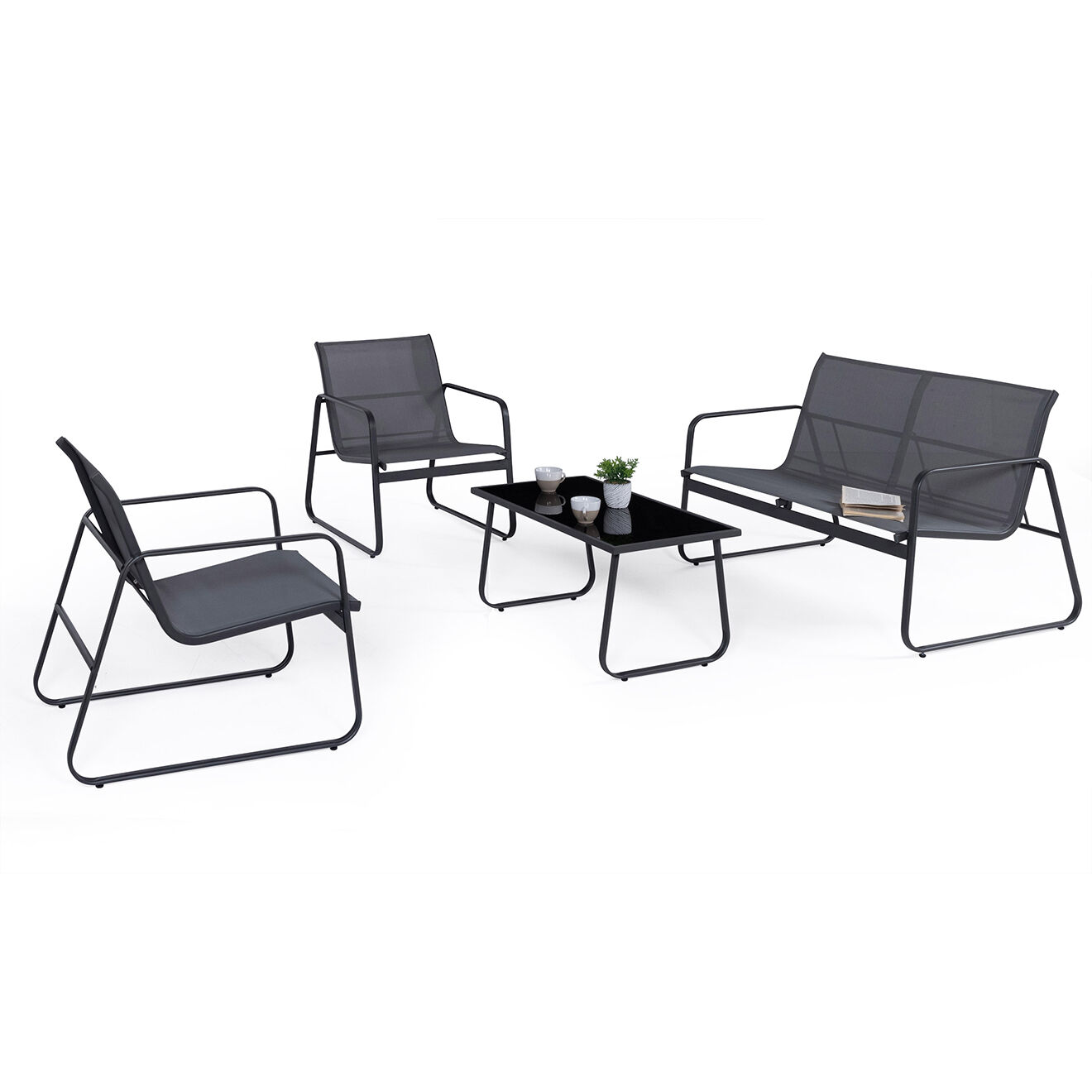 Pratik Garden Salon de jardin 4 places gris