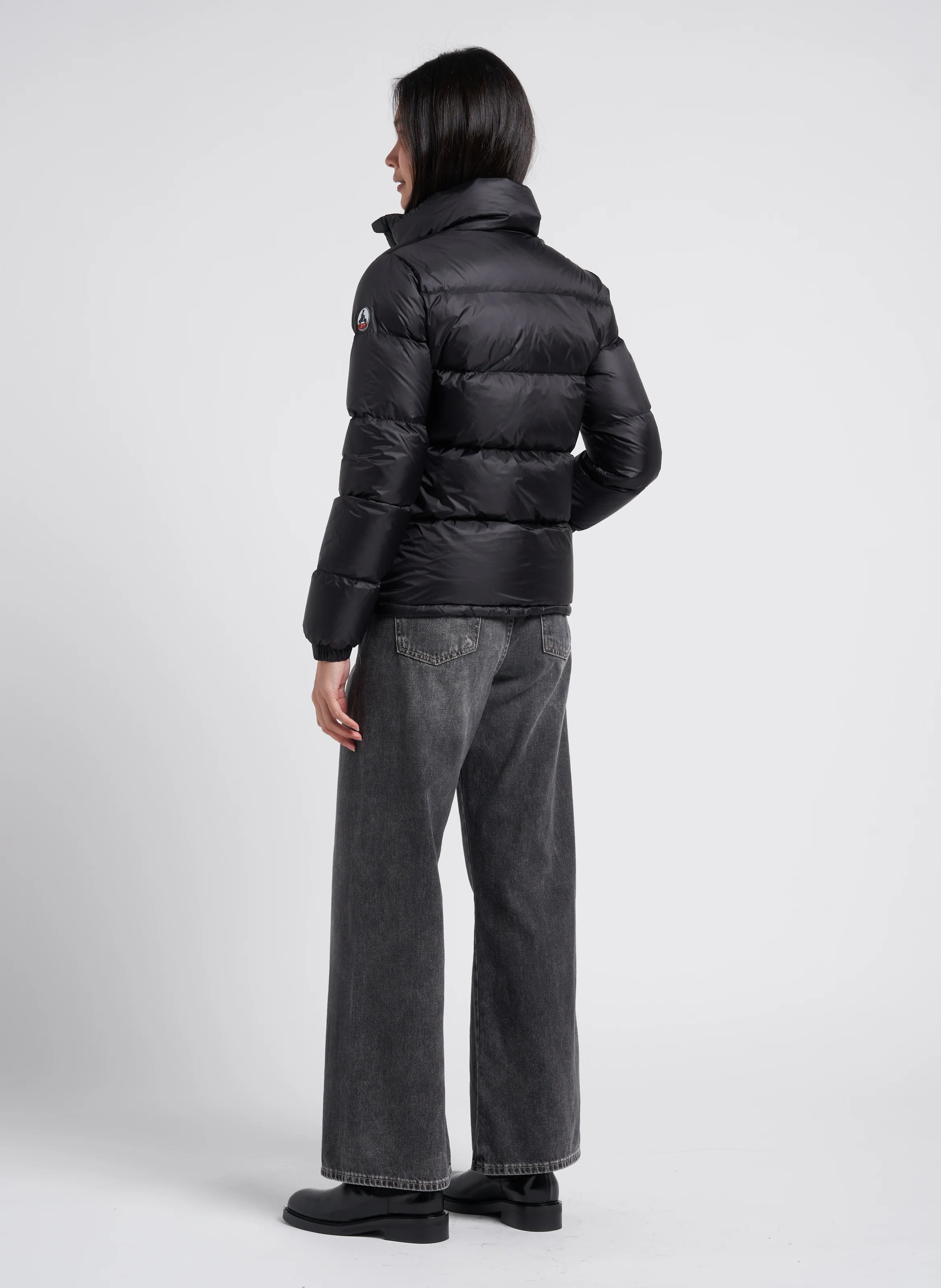 Jean flare taille haute en coton | Noir
