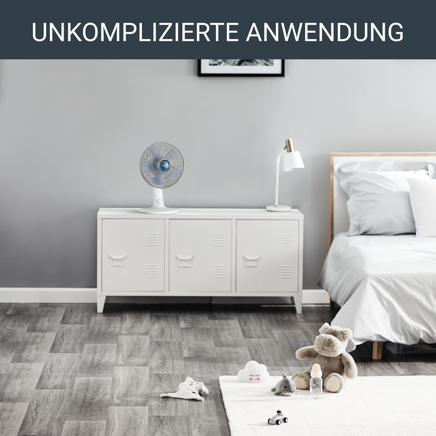 Rowenta Turbo Silence Extreme+ Tischventilator leise, leistungsstark, 4 Geschwindigkeiten, 45 m3/Mi, 38 dB(A),Stille-Nacht-Modus, Turbo Boost, Automatische Oszillation, weiß, VU2730