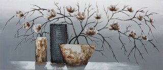 Handgefertigtes Ölgemälde Blumenvasen 140 x 60