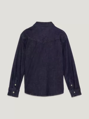 Camisa jeans de corte regular com botões de pressão