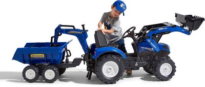 Falk New Holland Pedaltraktor med Tilhenger, Blå