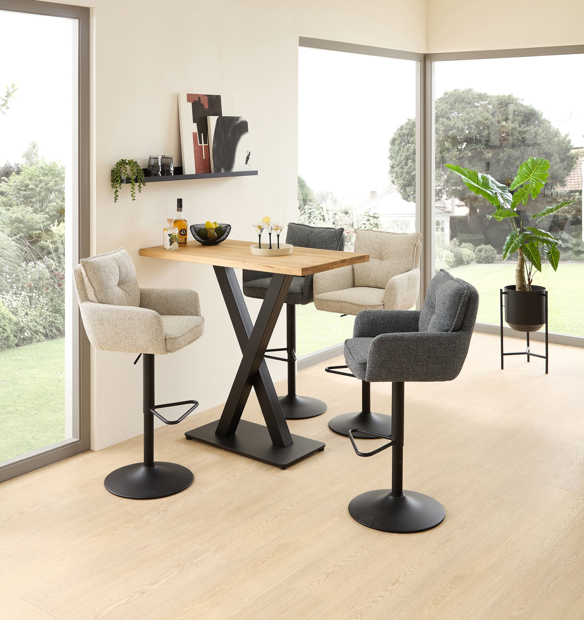 Stolkom Bartisch »Duke Eiche Massivholz geölt, Hochtisch BxHxT 120x104x60 cm« Gerade Kante, Eiche Massivholz geölt durchgehende Lamelle