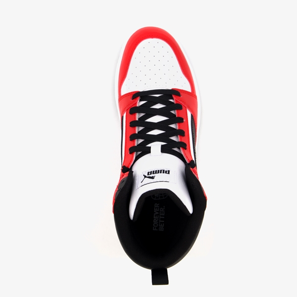 Puma Rebound V6 Mid jongens sneakers rood/zwart